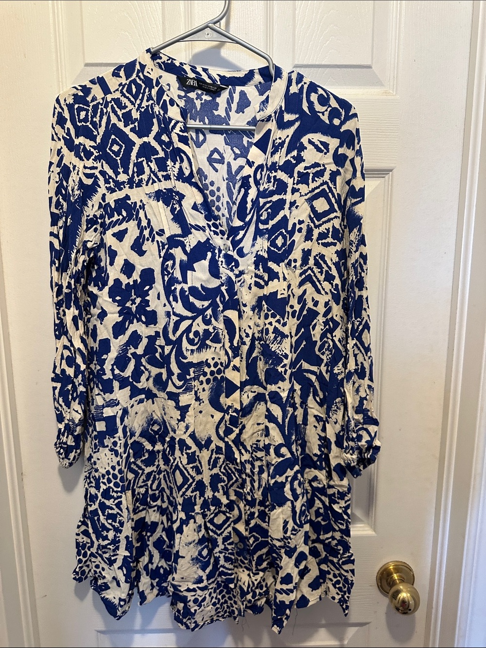 Zara lightweight Blue and White Printed Women's Tunic Top/dress